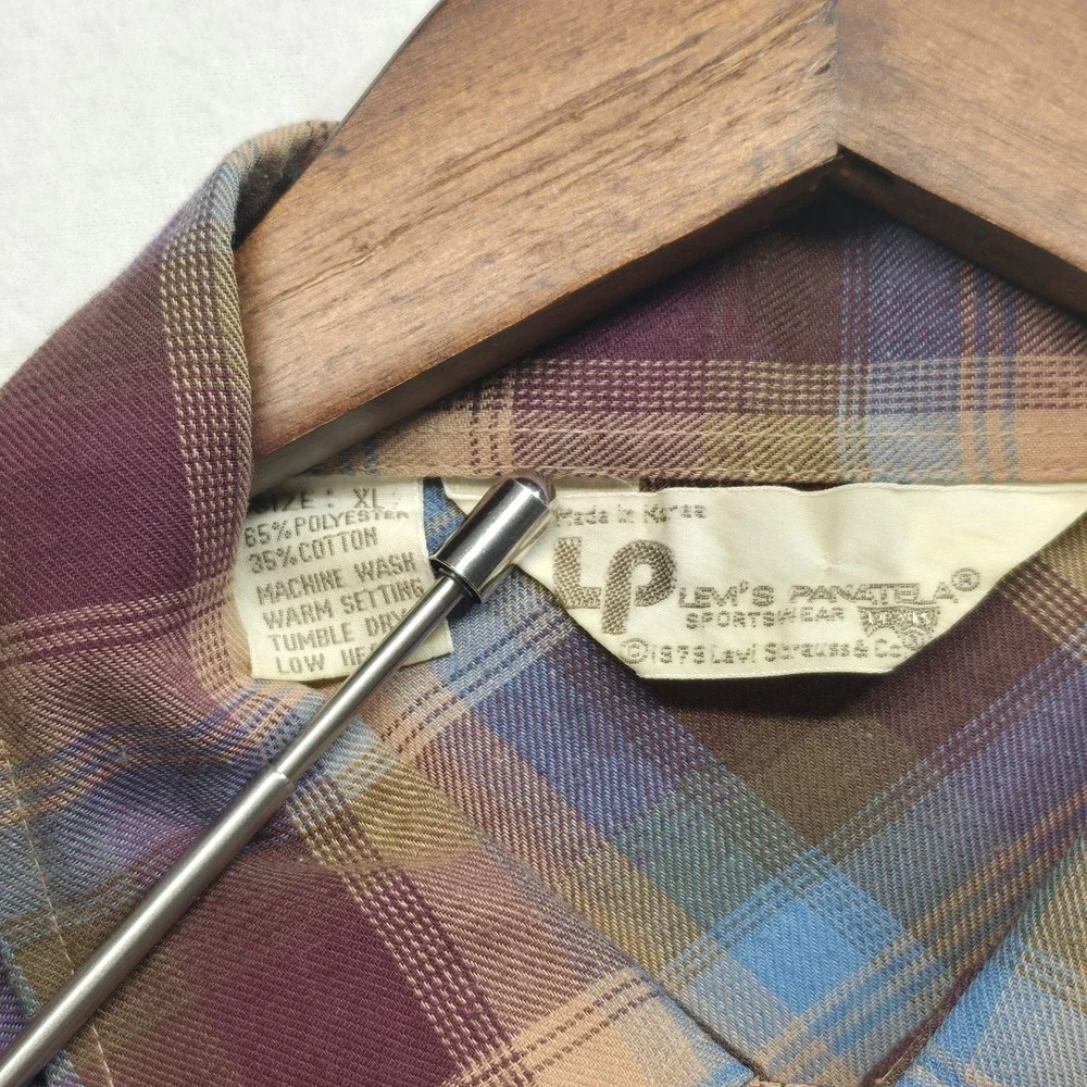Vintage Levi's Panatela Men's Plaid 1979 Pearl Snap Western Shirt Size XL